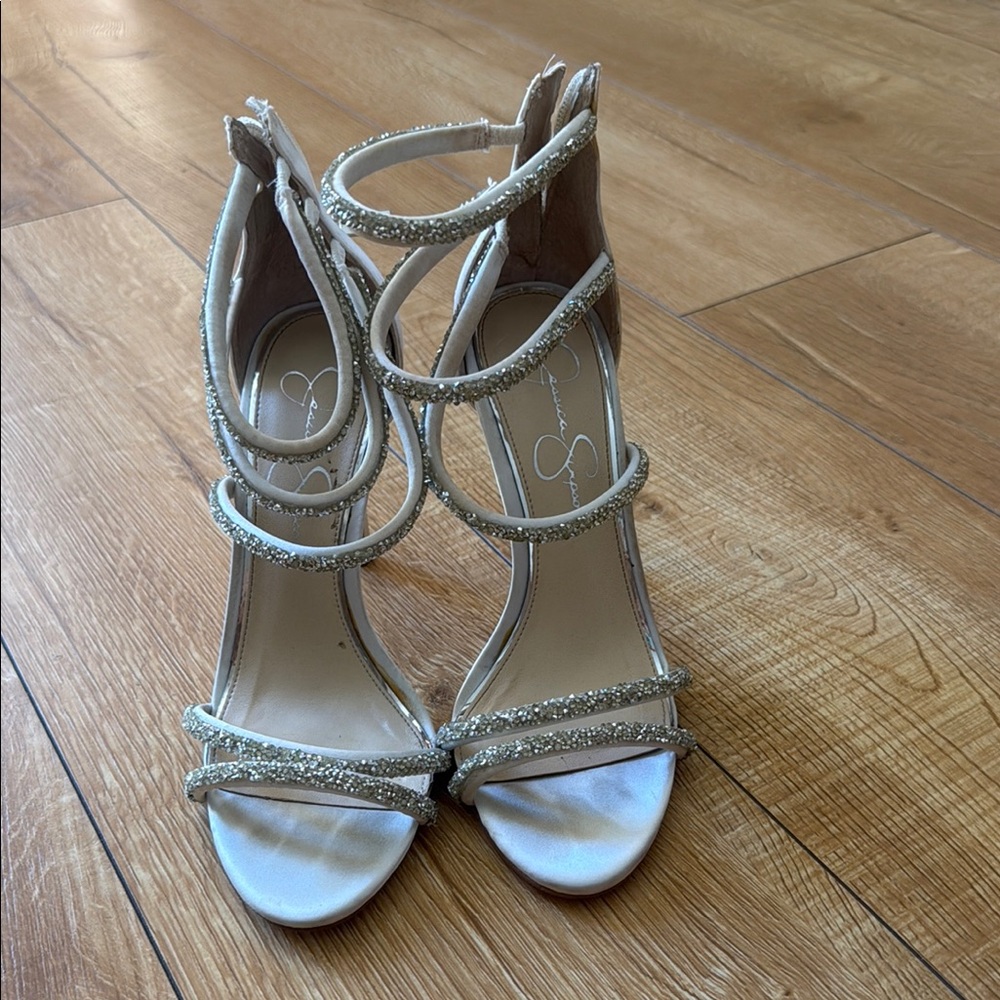 Jessica Simpson Glittering Silver Strappy Heels